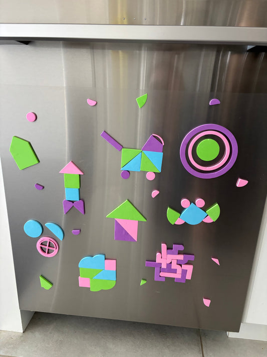 The Wonder Wall Magnetic Puzzle & Shapes Set — Curated Foam Shapes for Open-Ended Play
